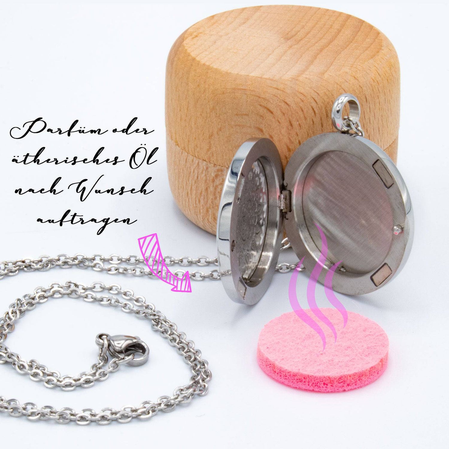 A.M.A.D.O Aroma-Anhänger "Live Love Dream" - Ätherisches Öl Duft Diffusor Kette edel - AMADO-SelfCare