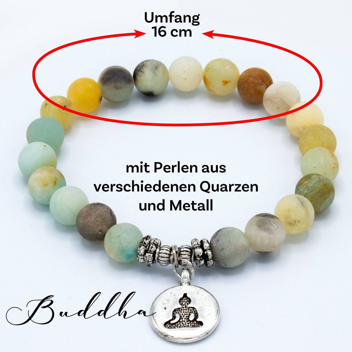 A.M.A.D.O Armband mit Perlen aus Amazonit und Motivanhänger - AMADO-SelfCare