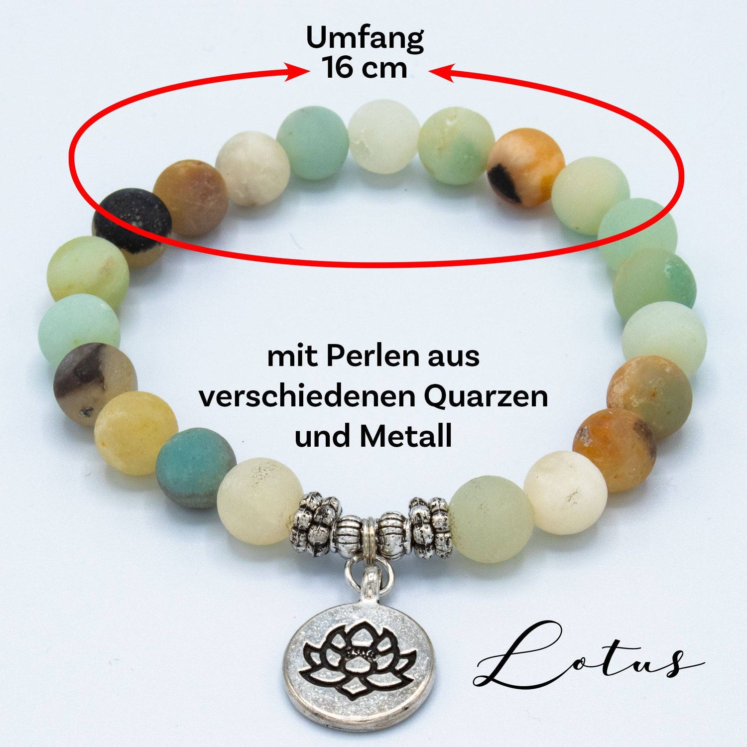 A.M.A.D.O Armband mit Perlen aus Amazonit und Motivanhänger - AMADO-SelfCare