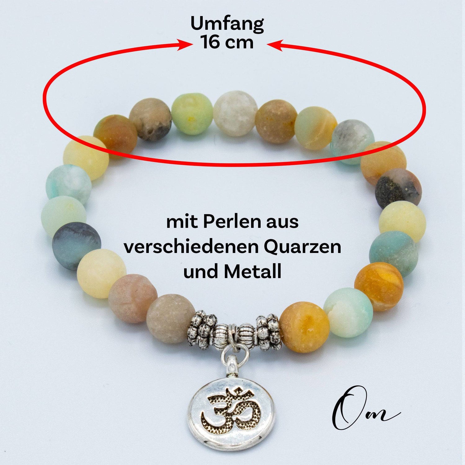 A.M.A.D.O Armband mit Perlen aus Amazonit und Motivanhänger - AMADO-SelfCare