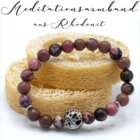 A.M.A.D.O Edelstein-Meditationsarmband Baum des Lebens mit Geschenkbox aus Bambus und Beschreibung - AMADO-SelfCare