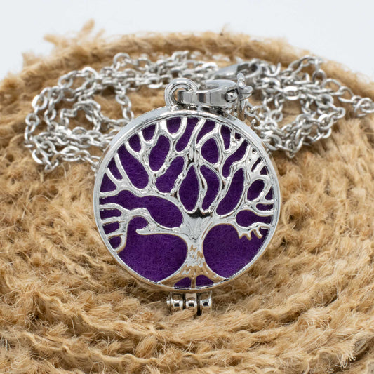 A.M.A.D.O Amethyst-Medaillon "Baum des Lebens" - Ätherisches Öl Duft Diffusor Kette edel - AMADO-SelfCare
