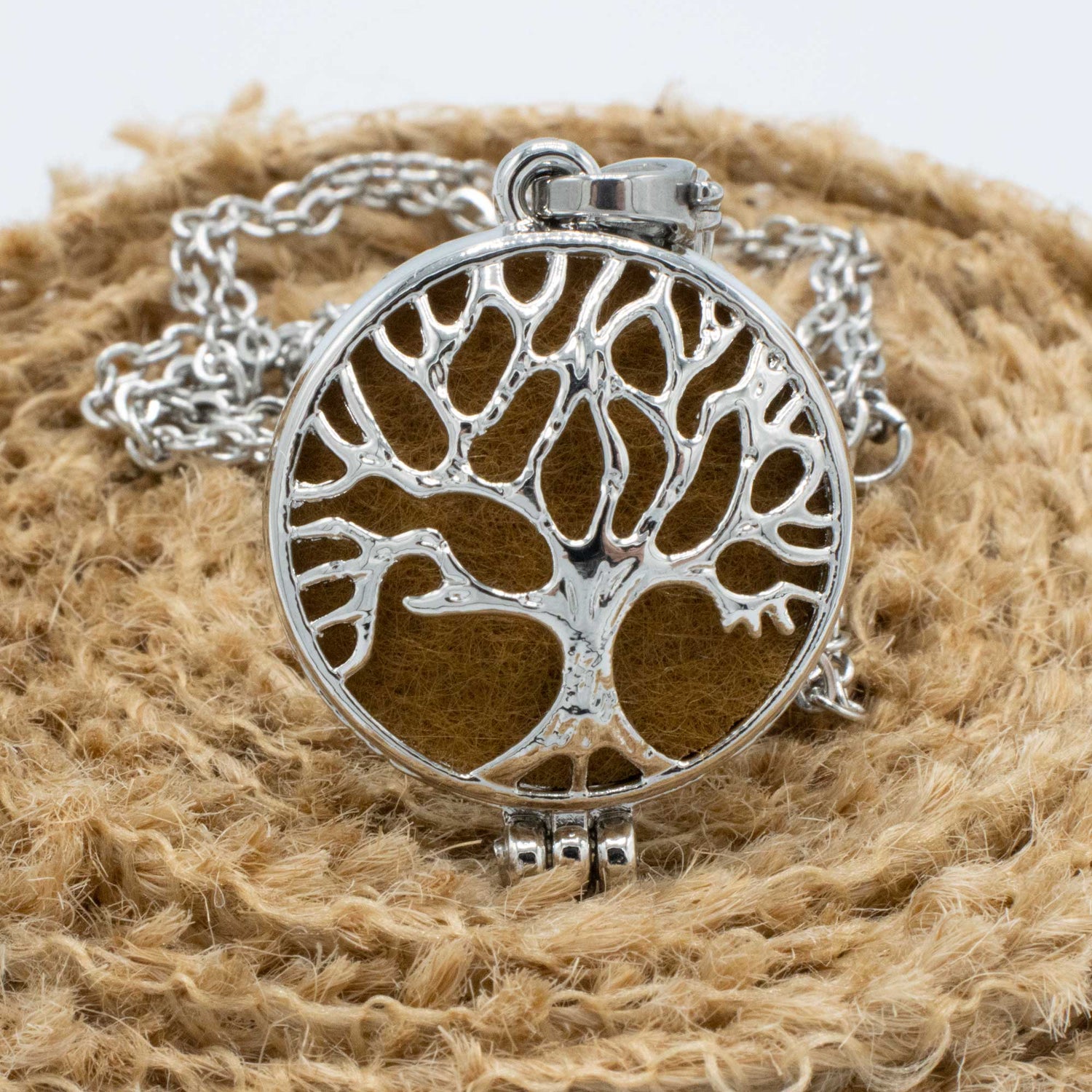 A.M.A.D.O Tigerauge-Medaillon "Baum des Lebens" - Ätherisches Öl Duft Diffusor Kette edel - AMADO-SelfCare