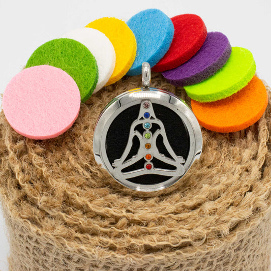 A.M.A.D.O Aroma-Anhänger "7 Chakren" - Ätherisches Öl Duft Diffusor Kette edel - AMADO-SelfCare