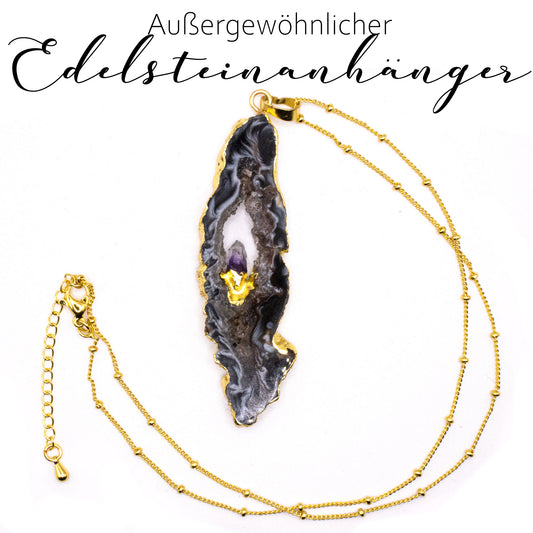 A.M.A.D.O Achat-Anhänger mit Amethyst und edler Kette - AMADO-SelfCare