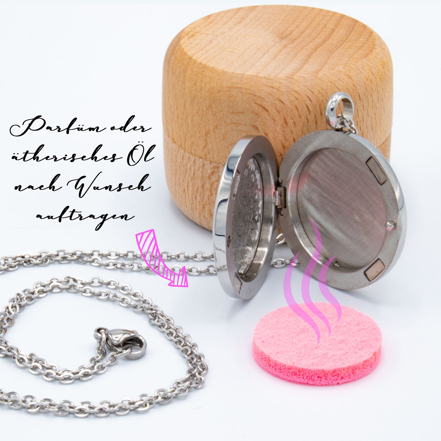 A.M.A.D.O Aroma-Anhänger "Om" Meditation - Ätherisches Öl Duft Diffusor Kette edel - AMADO-SelfCare