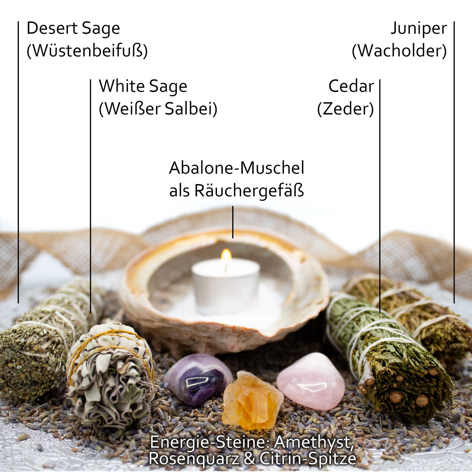 4 Kräuter Smudging · Kräutervariationen · Räuchern Hausreinigung Meditation positive Energie - AMADO-SelfCare