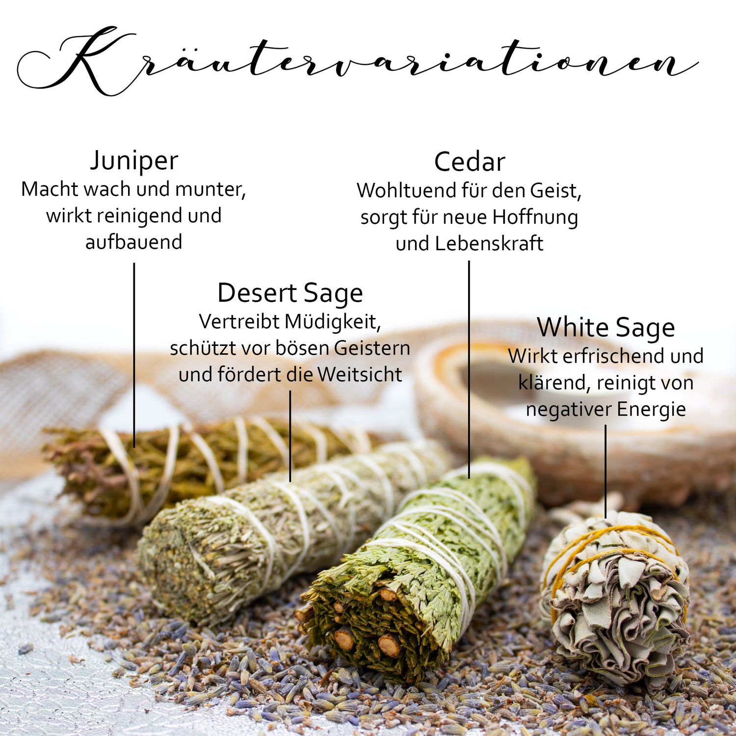 4 Kräuter Smudging · Kräutervariationen · Räuchern Hausreinigung Meditation positive Energie - AMADO-SelfCare