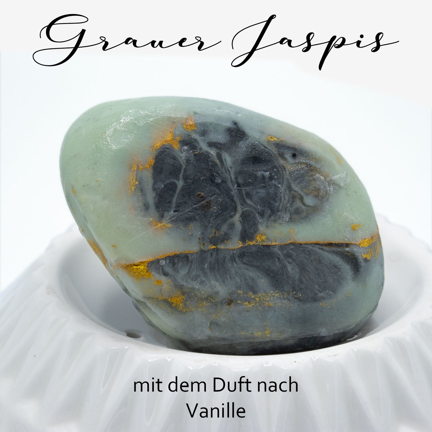 Diamantseife · Kristallseife · Grauer Jaspis mit dem Duft nach Vanille · Handmade mit ätherischen Ölen - AMADO-SelfCare