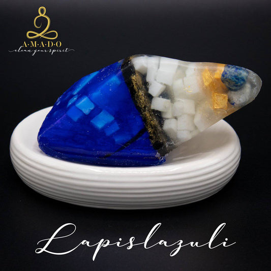 AMADO Edelsteinseife / Kristallseife „Lapislazuli“ - ein besonderes Geschenk - 150g - AMADO-SelfCare