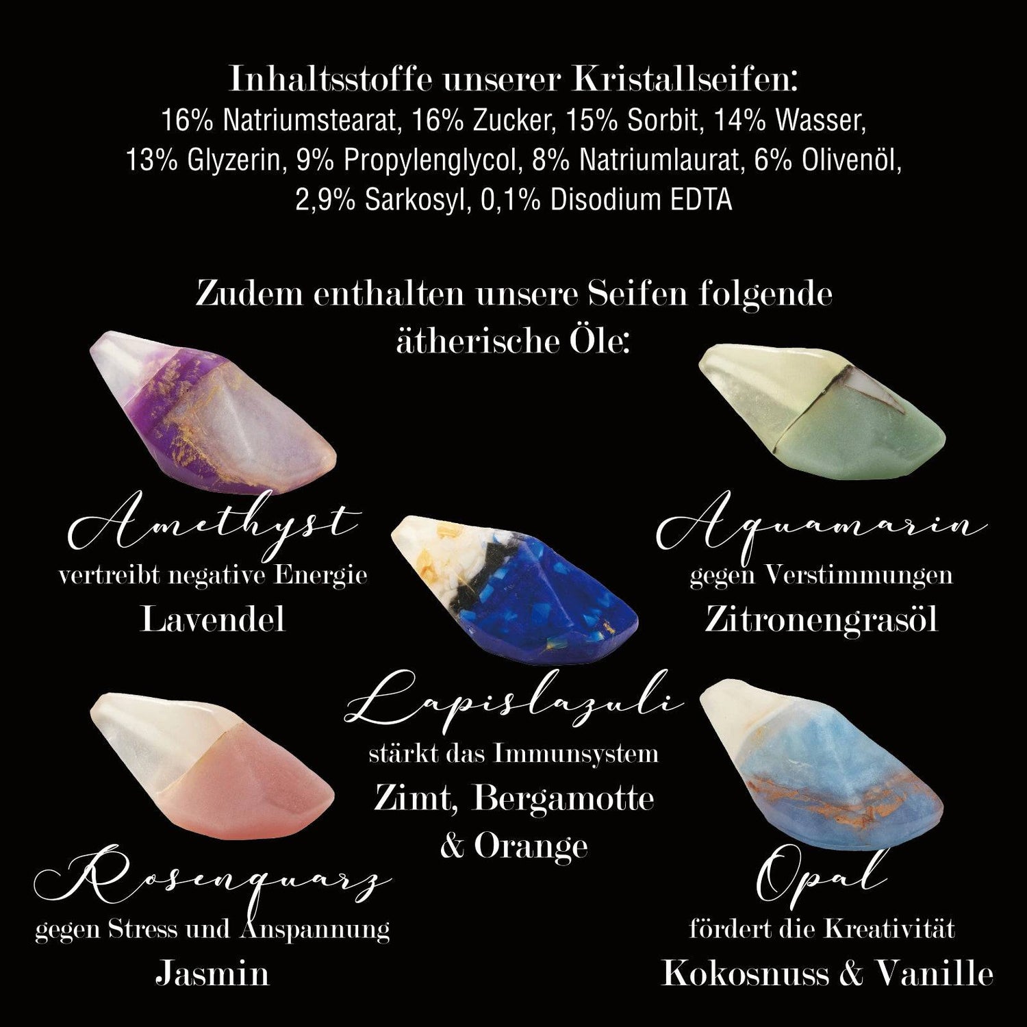 AMADO Edelsteinseife / Kristallseife „7 Chakren“ - ein besonderes Geschenk - 150g - AMADO-SelfCare