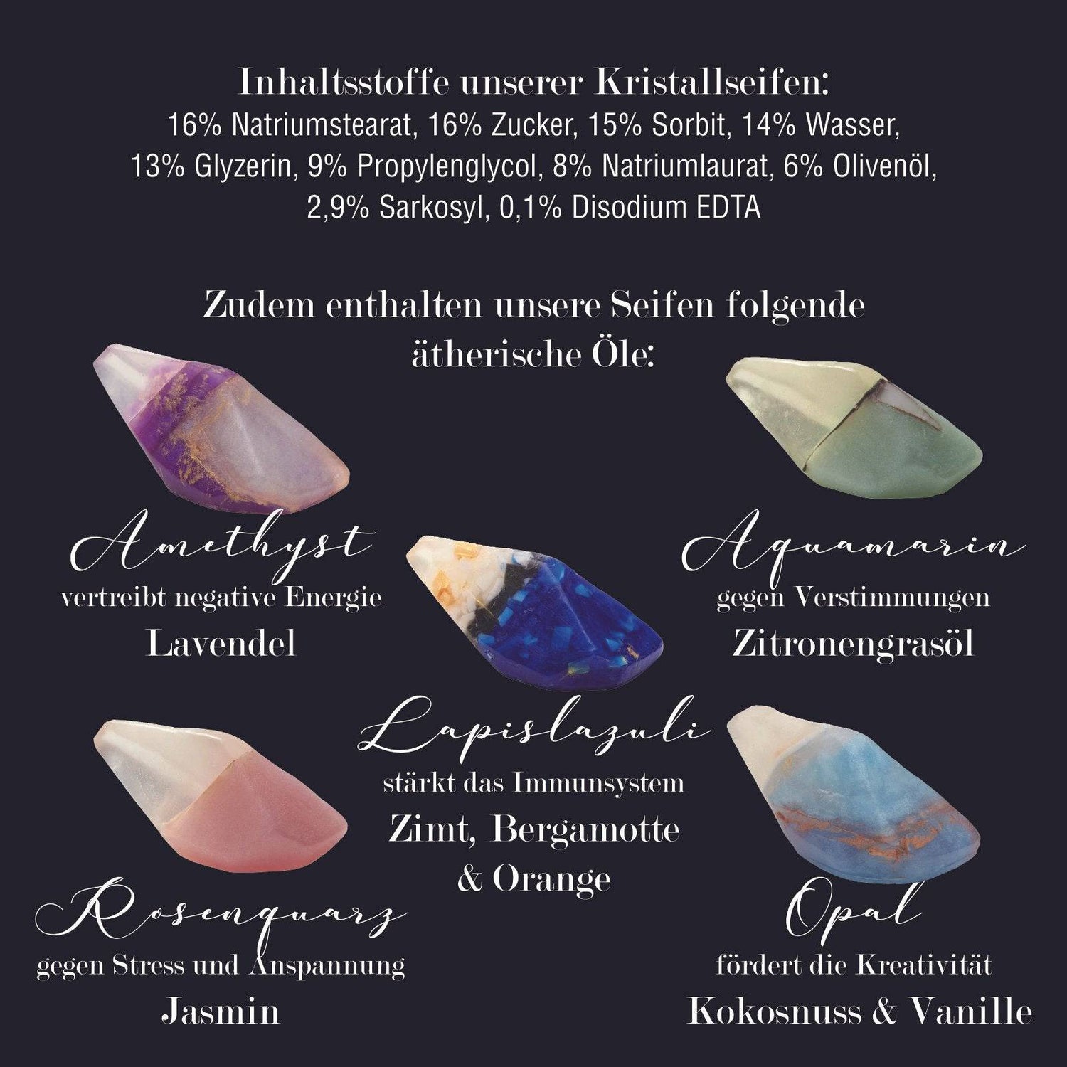 AMADO Edelsteinseife / Kristallseife „Lapislazuli“ - ein besonderes Geschenk - 150g - AMADO-SelfCare